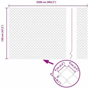 vidaXL Poteau de clôture vert 25 x 1,2 m (treillis 60 x 60 mm) Acier et PVC
