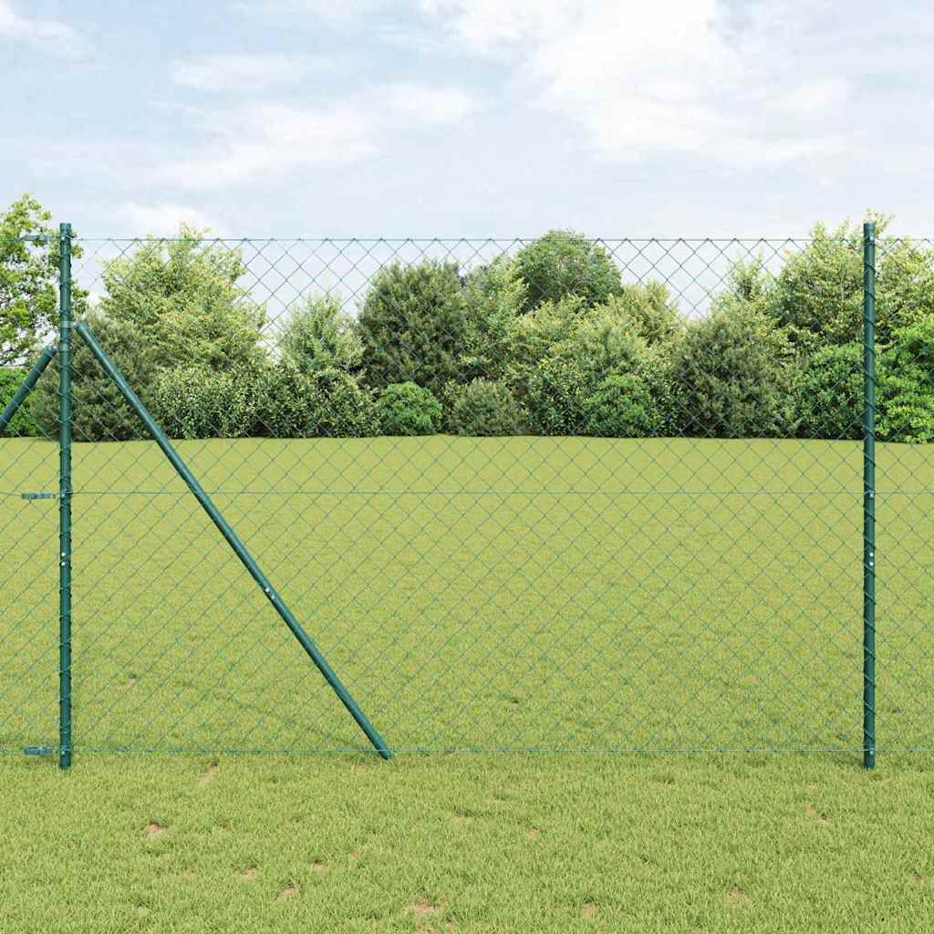 vidaXL Poteau de clôture vert 25 x 1,6 m (maille 60 x 60 mm) Acier et PVC