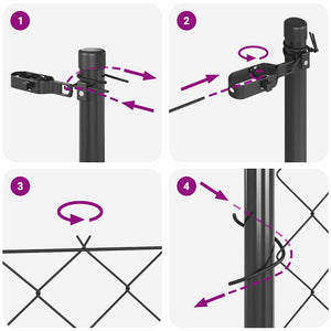 Graue Zaunpfosten, 10 x 1,4 m, Stahl & PVC