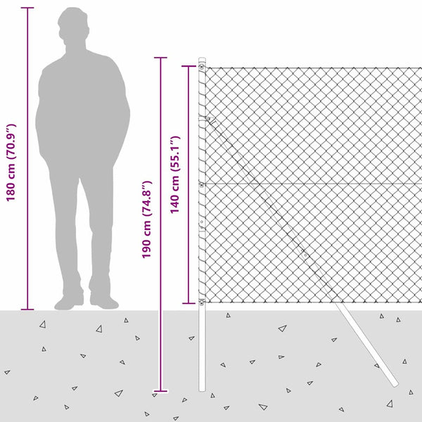Graue Zaunpfosten, 10 x 1,4 m, Stahl & PVC