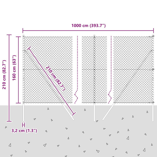 Graue Zaunpfosten 10 x 1,6 m