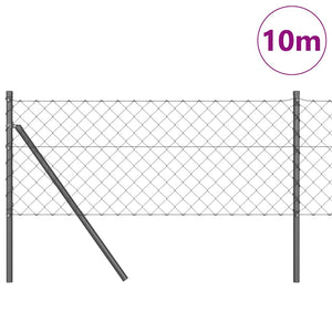 vidaXL Poteau de clôture Gris 10 x 0,4 m (mailles 60 x 60 mm) Acier et PVC