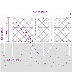 Zaunpfosten Grau 10 x 0,8 m Stahl PVC
