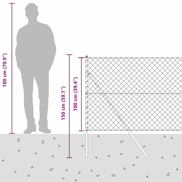 Graue Zaunpfosten, 10 x 1 m, Stahl & PVC