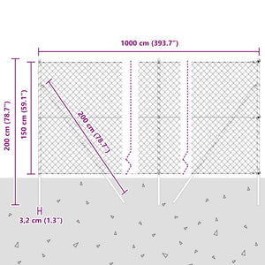 Zaunpfosten Grau Stahl PVC 10x1,5m