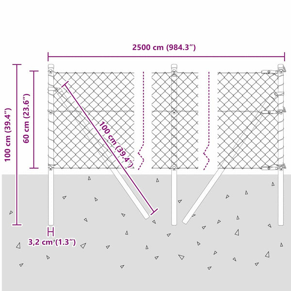 Grauer Zaunpfosten 2,5 m Stahl PVC