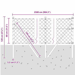 Grauer Zaunpfosten 2,5 m Stahl