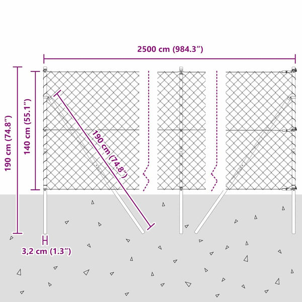 Grauer Zaunpfosten 2,5 x 1,4 m