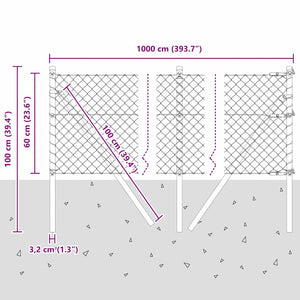 Silberner Zaunpfosten 10 x 0,6 m
