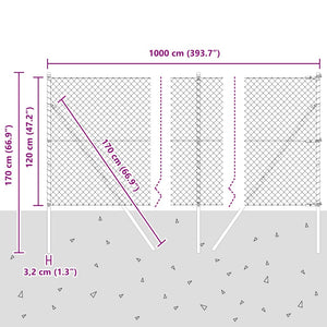 Silberner Zaunpfosten 10 x 1,2 m Stahl