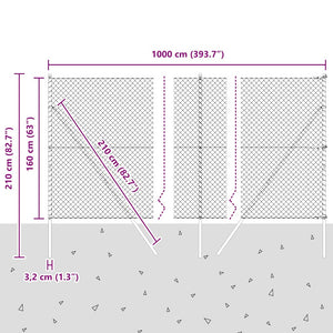 Silberner Zaunpfosten 10 x 1,6 m