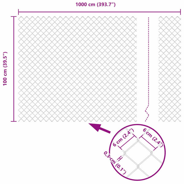 Silberner Zaunpfosten 10 x 1 m