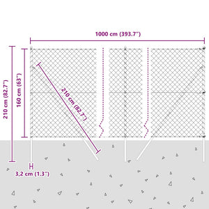 Silberner Zaunpfosten 10 x 1,6 m