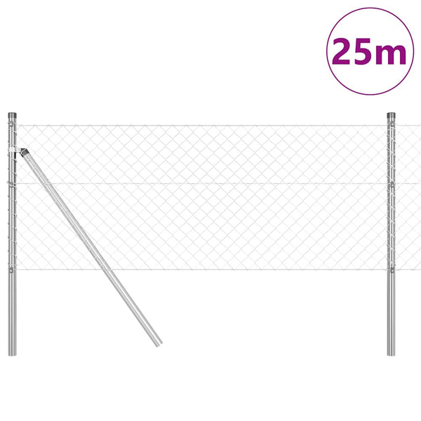 Zaunpfosten Silber 2.5 x 0.6m Stahl