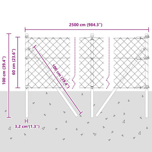Silberner Zaunpfosten 2,5 x 0,6 m Stahl