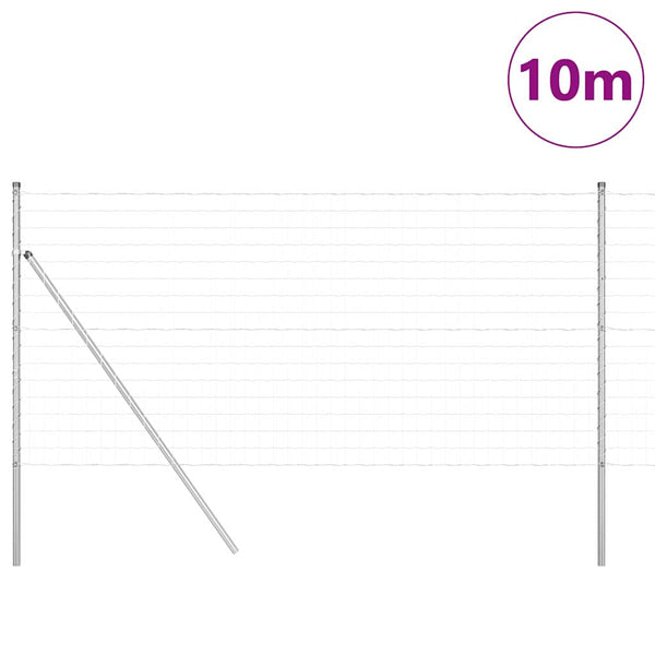 Silberner Zaun mit Pfosten, 1,2 x 10 m