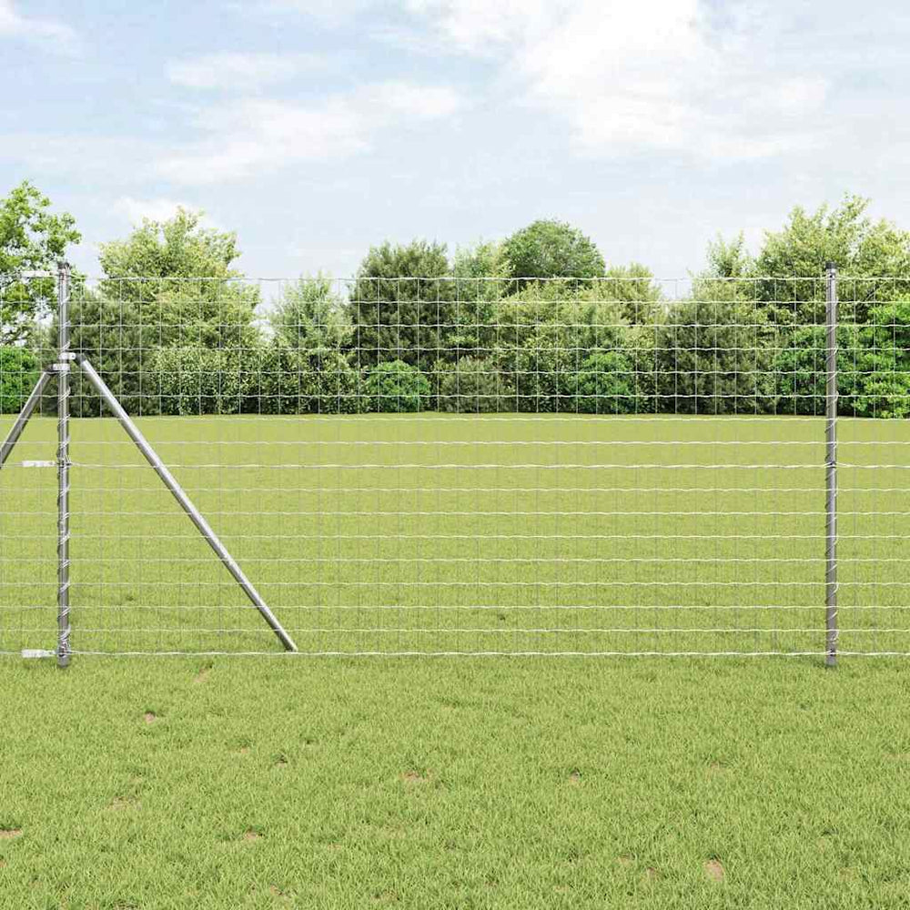 vidaXL Fence with Posts Silver 1.4 x 10 m Steel and PVC