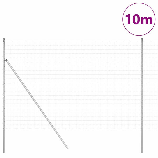 Zaun mit Pfosten Silber 1,6x10m