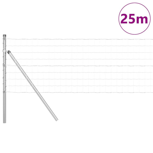 Silberner Zaun mit Pfosten 0,6x25m