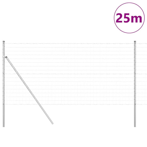 Silberner Zaun mit Pfosten 1,2x25m