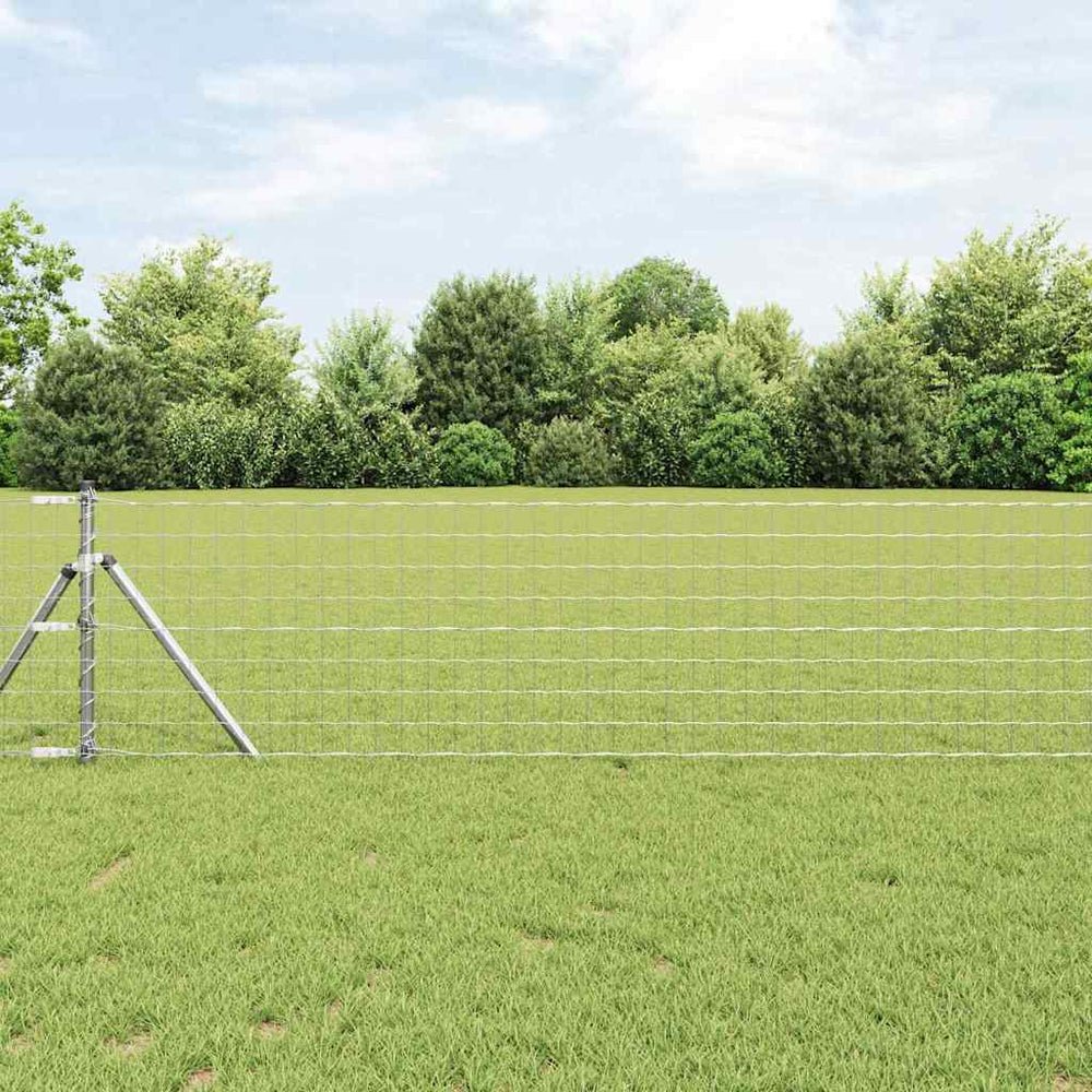 vidaXL Fence with Posts Silver 0.6 x 50 m Steel and PVC