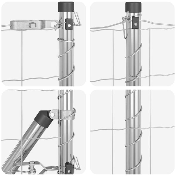 vidaXL Clôture avec poteaux Argenté 0,4 x 25 m Acier