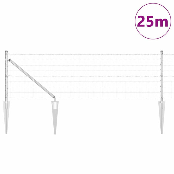 vidaXL Clôture avec poteaux Argenté 0,4 x 25 m Acier