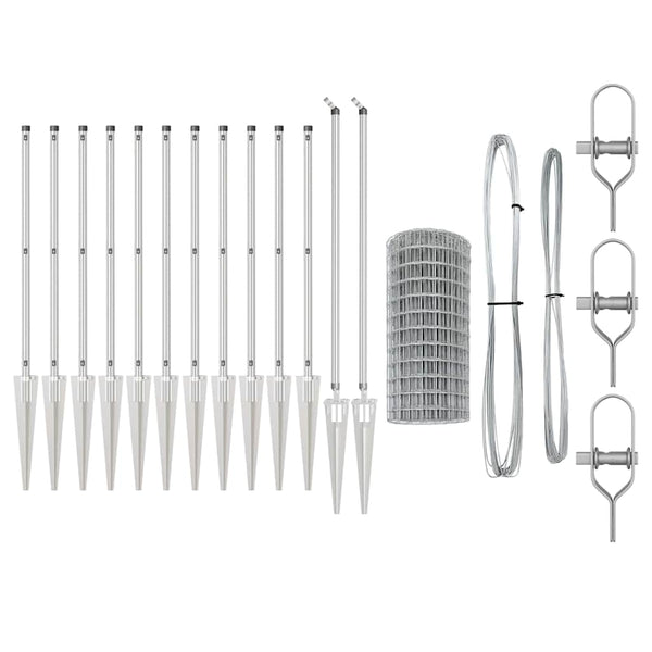 Zaun mit Pfosten Silber 0,6x25m Stahl