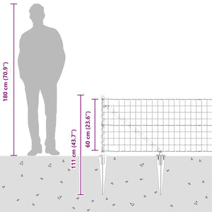 Zaun mit Pfosten Silber 0,6x25m Stahl