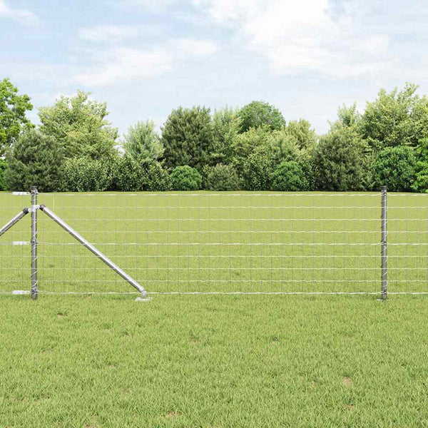 vidaXL Clôture avec poteaux Argenté 0,8 x 25 m Acier