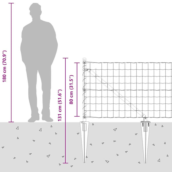 vidaXL Clôture avec poteaux Argenté 0,8 x 25 m Acier