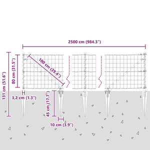 vidaXL Clôture avec poteaux Argenté 0,8 x 25 m Acier