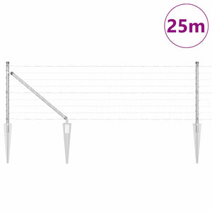 vidaXL Clôture avec poteaux Argenté 0,8 x 25 m Acier