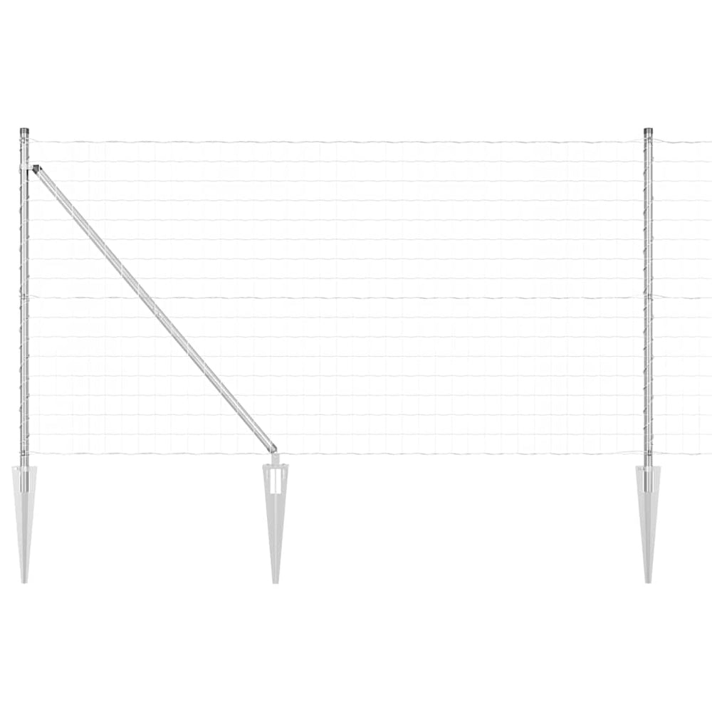 vidaXL Fence with Posts Silver 1 x 25 m Steel