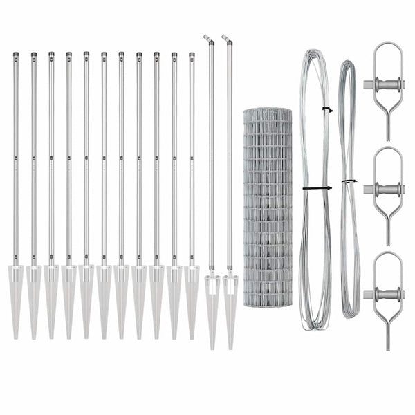 vidaXL Clôture avec poteaux Argenté 1,2 x 25 m Acier
