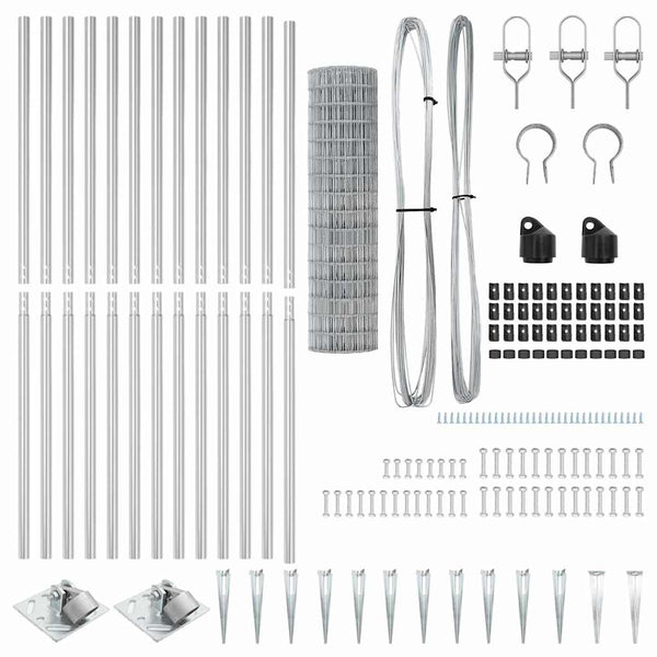 vidaXL Clôture avec poteaux Argenté 1,2 x 25 m Acier