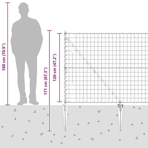 vidaXL Clôture avec poteaux Argenté 1,2 x 25 m Acier