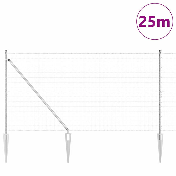 vidaXL Clôture avec poteaux Argenté 1,2 x 25 m Acier
