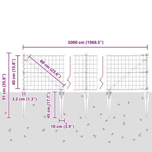 vidaXL Clôture avec poteaux Argent 0,4 x 50 m Acier