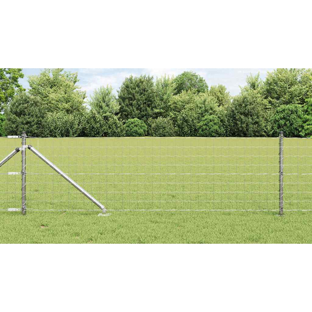 vidaXL Fence with Posts Silver 0.6 x 50 m Steel