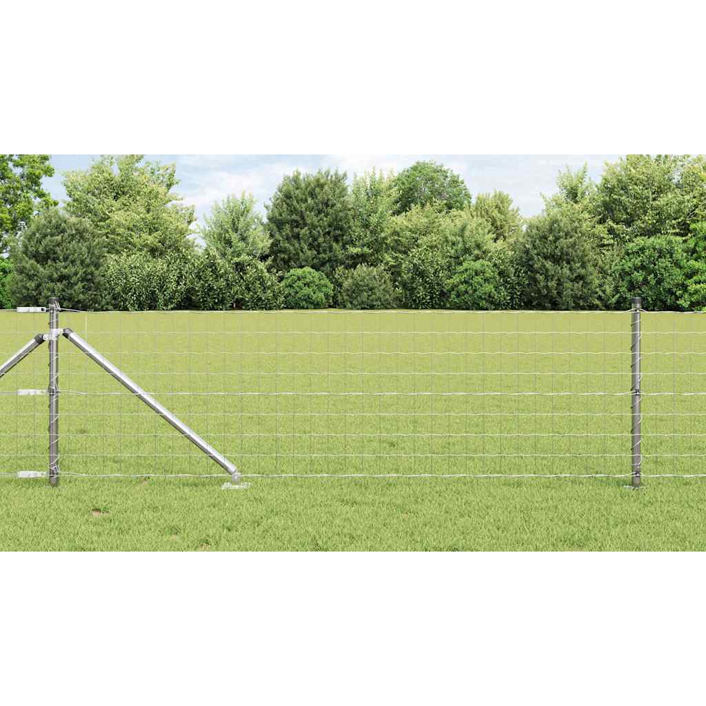 Stahlzaun Silber mit Pfosten 0,6x50m