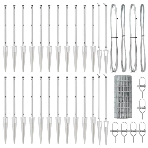 Stahlzaun Silber mit Pfosten 0,6x50m