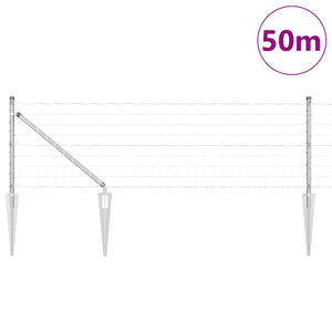 Stahlzaun Silber mit Pfosten 0,6x50m