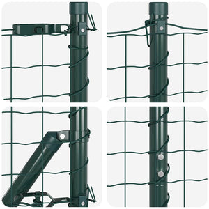 vidaXL Clôture avec poteaux vert 1,6 x 10 m acier