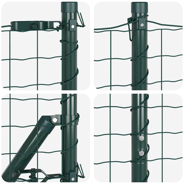 vidaXL Clôture avec poteaux vert 1,6 x 10 m acier