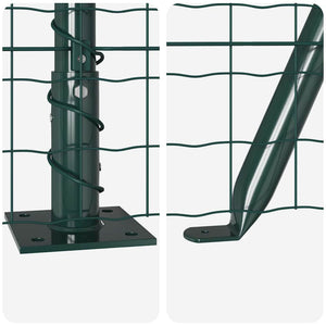 vidaXL Clôture avec poteaux vert 1,6 x 10 m acier