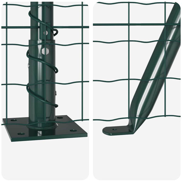 vidaXL Clôture avec poteaux vert 1,6 x 10 m acier