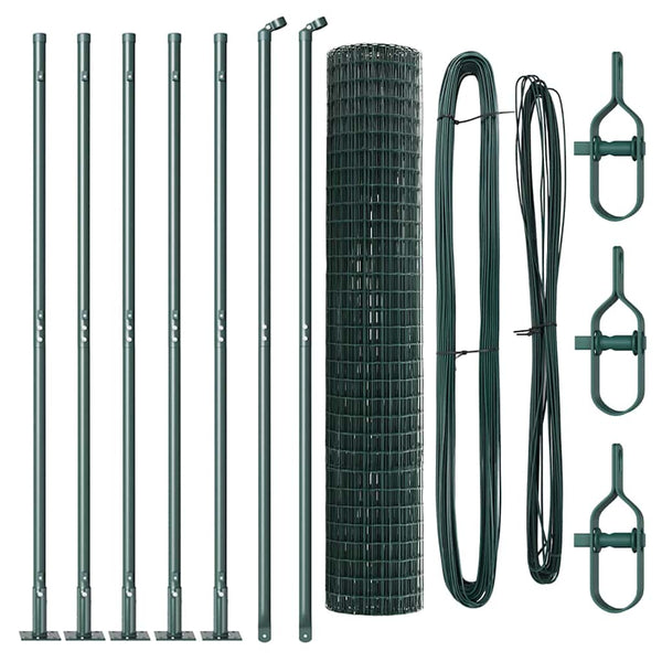 vidaXL Clôture avec poteaux vert 1,6 x 10 m acier