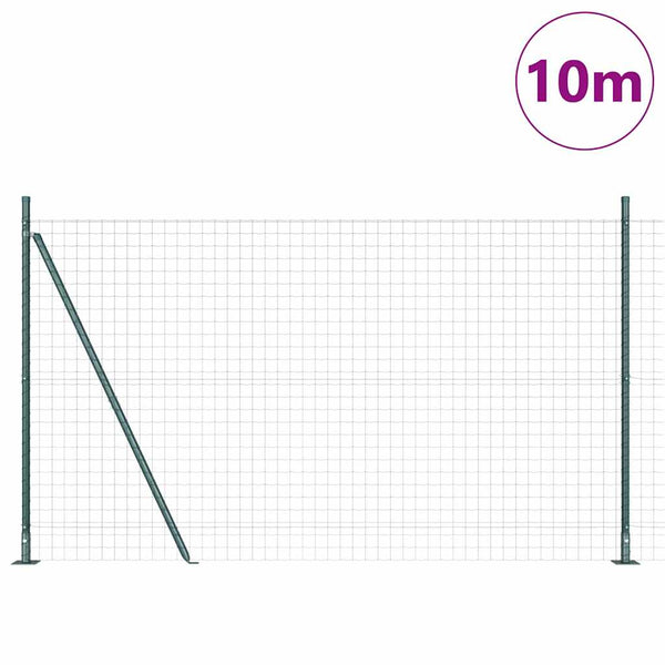 vidaXL Clôture avec poteaux vert 1,6 x 10 m acier