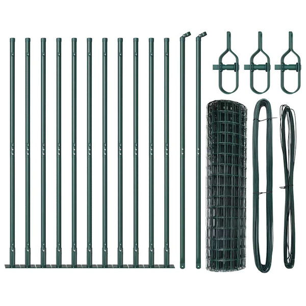 Grüner Zaun mit Pfosten 1 x 25 m